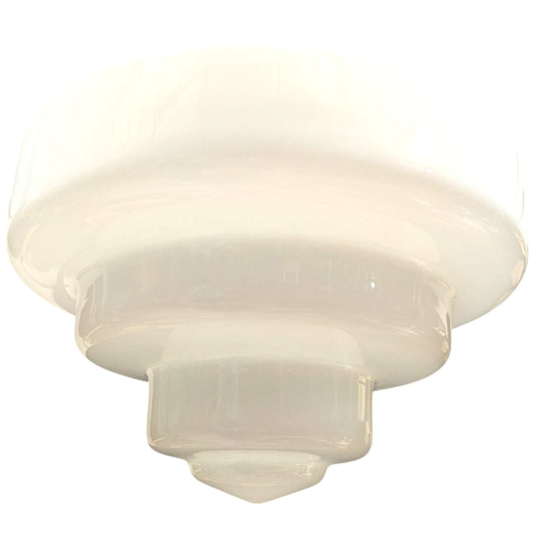 ##Antique Hardware## Tiered Schoolhouse Glass Semi-Flush Fancy Light (Several Finishes Available)