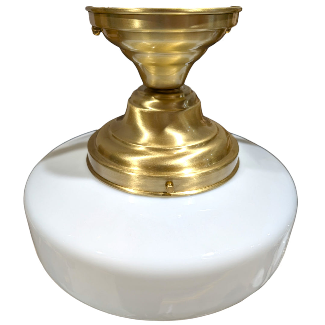 ##Antique Hardware## Tiered Schoolhouse Glass Semi-Flush Fancy Light (Several Finishes Available)