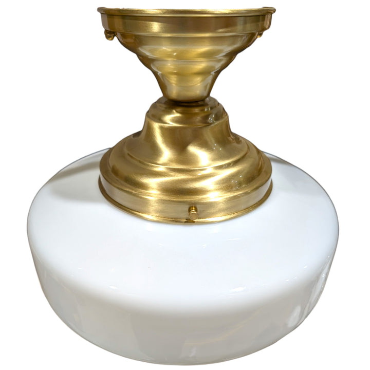 ##Antique Hardware## Tiered Schoolhouse Glass Semi-Flush Fancy Light (Several Finishes Available)