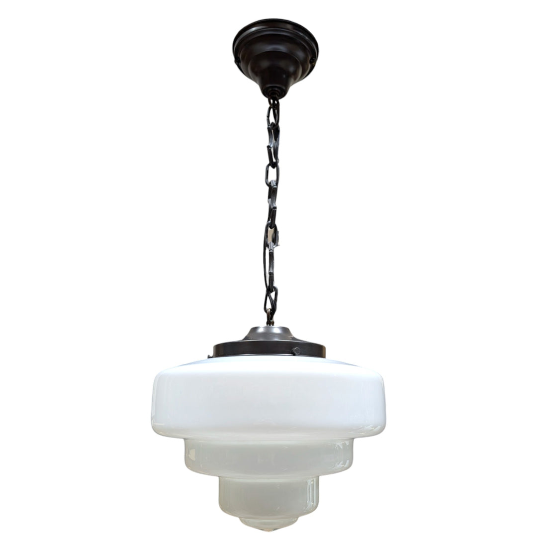 ##Antique Hardware## Tiered Schoolhouse Glass Standard Chain Light (Several Finishes Available)