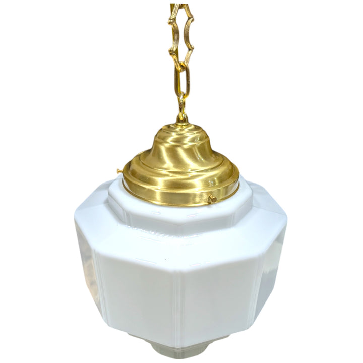 ##Antique Hardware## Stepped Art Deco Glass Fancy Chain Light (Several Finishes Available)