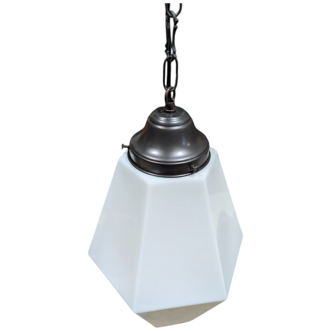 ##Antique Hardware## Geometric Faceted Glass Fancy Chain Light (Several Finishes Available)