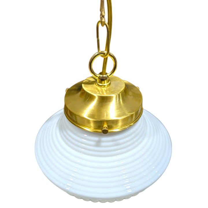 ##Antique Hardware## Schoolhouse Ribbed Milk Glass Standard Chain Light (Several Finishes Available)