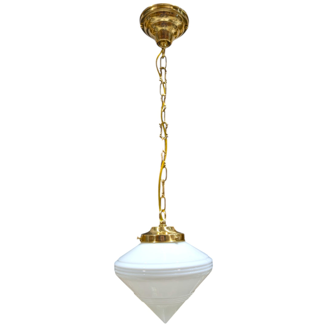 ##Antique Hardware## Small Art Deco Glass Standard Chain Light (Several Finishes Available)