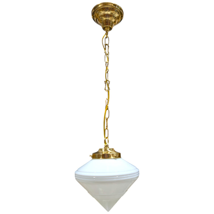 ##Antique Hardware## Small Art Deco Glass Standard Chain Light (Several Finishes Available)