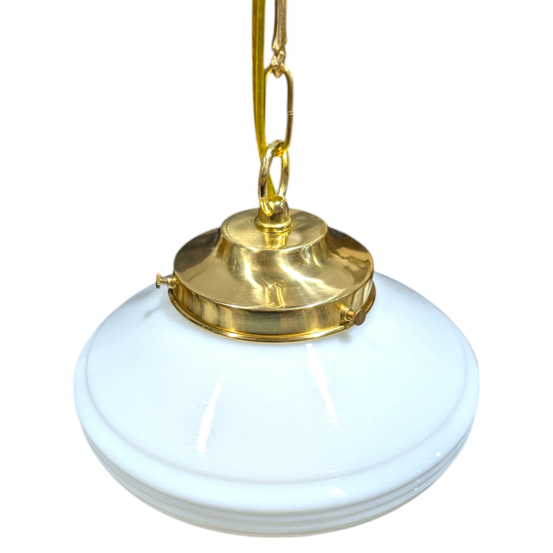 ##Antique Hardware## Small Art Deco Glass Standard Chain Light (Several Finishes Available)