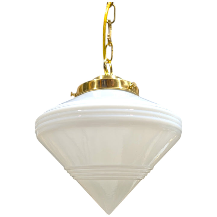 ##Antique Hardware## Small Art Deco Glass Standard Chain Light (Several Finishes Available)