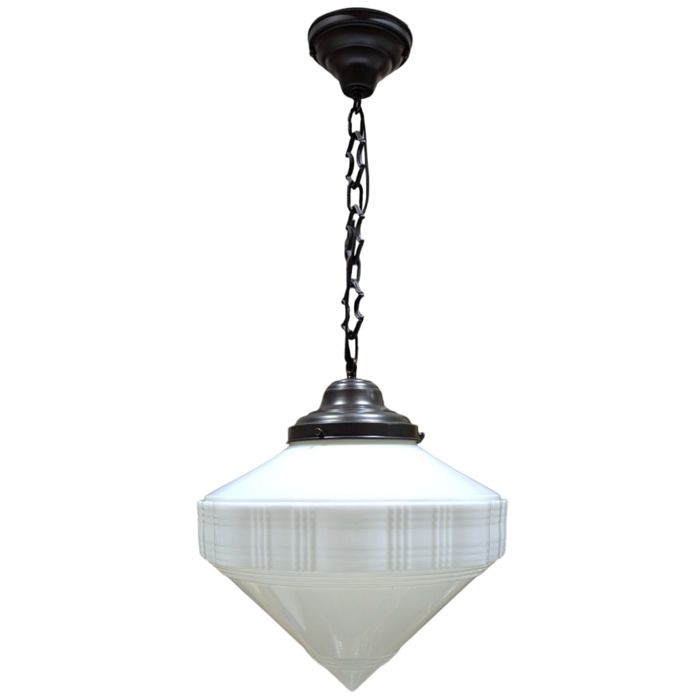 ##Antique Hardware## Mid-Century Diamond Glass Fancy Chain Light (Several Finishes Available)