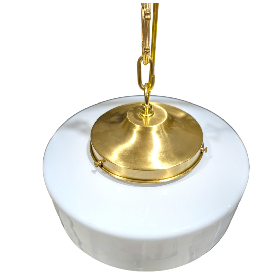 ##Antique Hardware## Stepped Mid Century Modern Glass Standard Chain Light (Several Finishes Available)