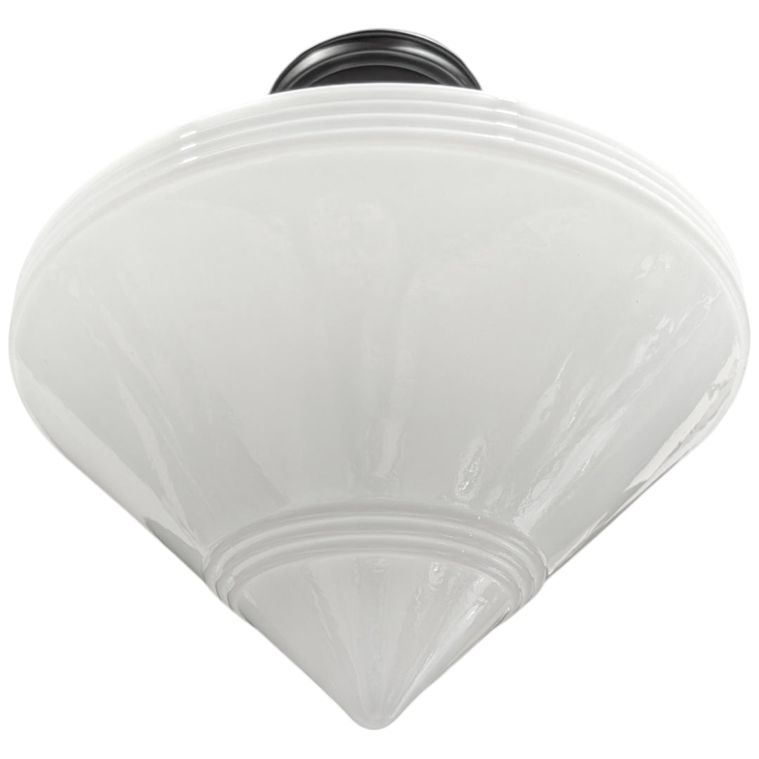 ##Antique Hardware## Large Art Deco Glass Semi-Flush Standard Light (Several Finishes Available)