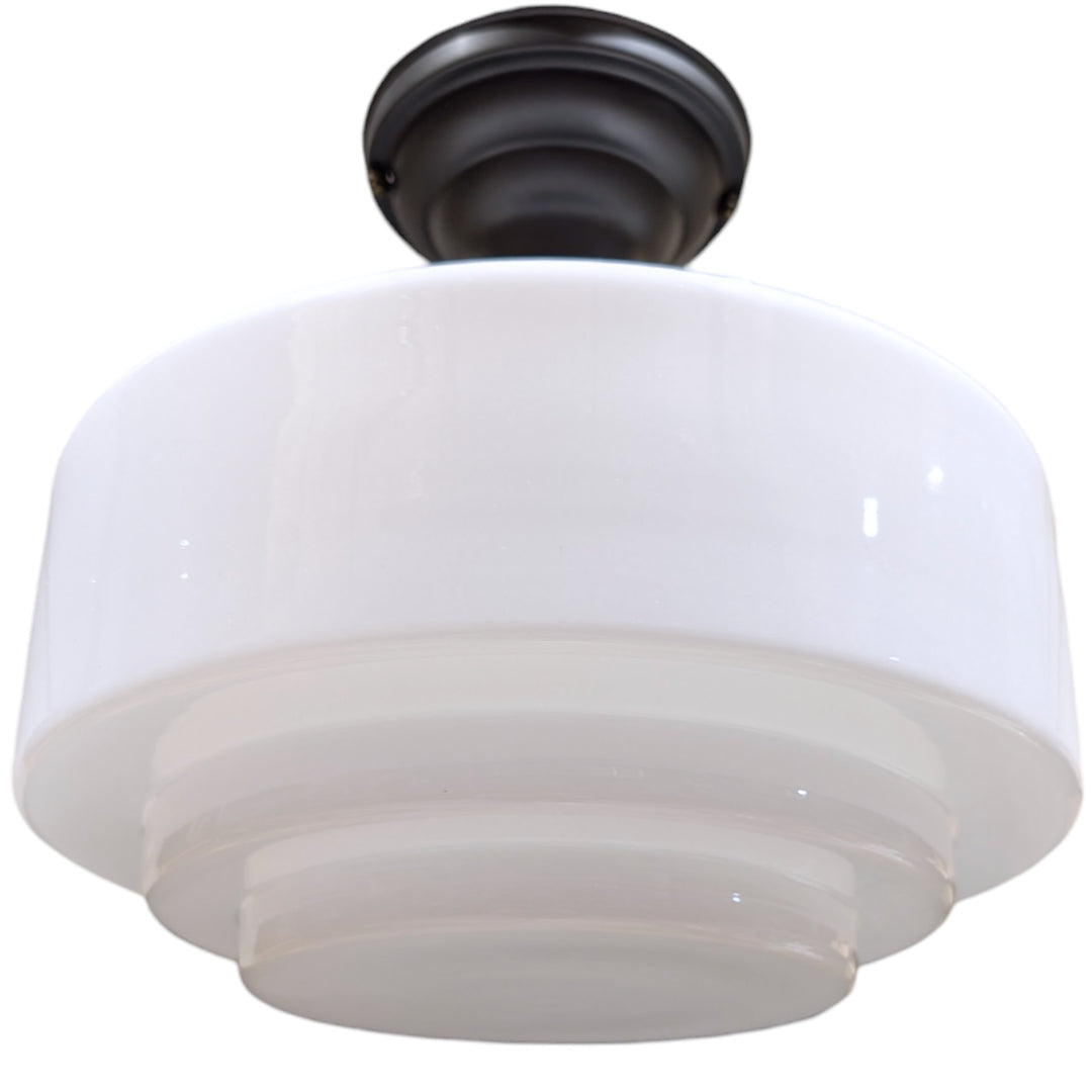 ##Antique Hardware## Mid Century Modern Glass Semi-Flush Fancy Light (Several Finishes Available)