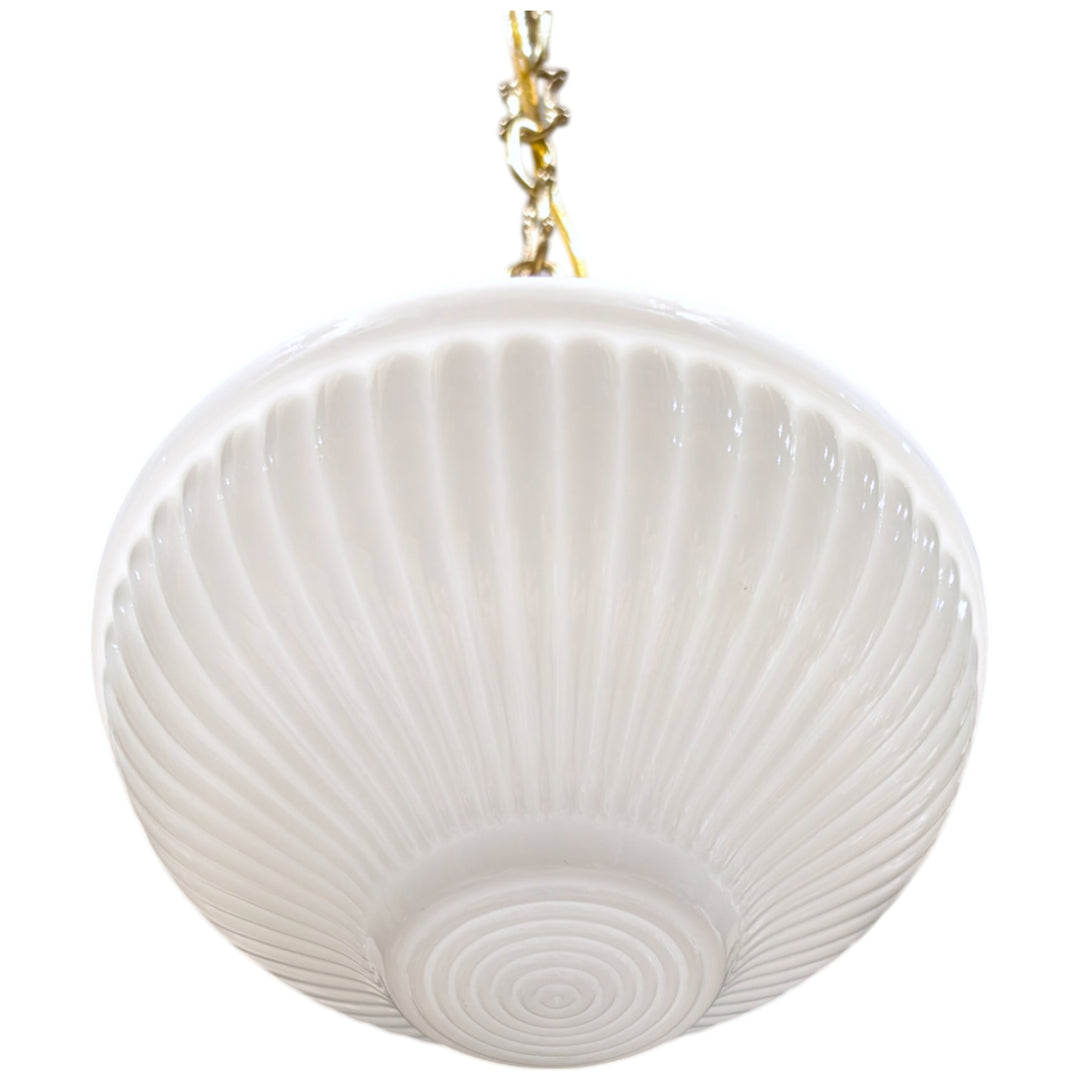 ##Antique Hardware## Schoolhouse Ribbed Milk Glass Fancy Chain Light (Several Finishes Available)
