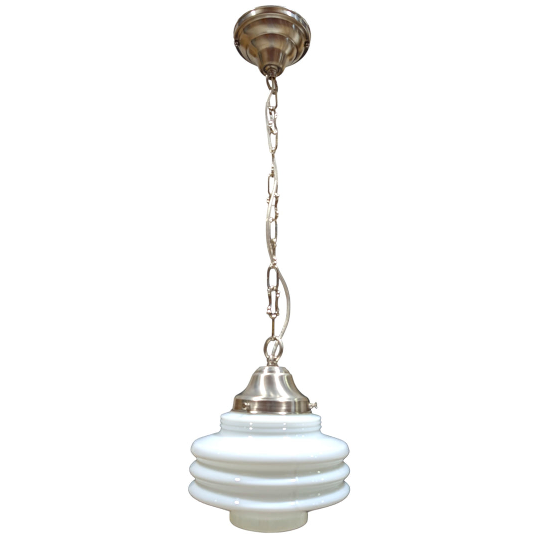 ##Antique Hardware## Art Deco Milk Glass Fancy Chain Light (Several Finishes Available)