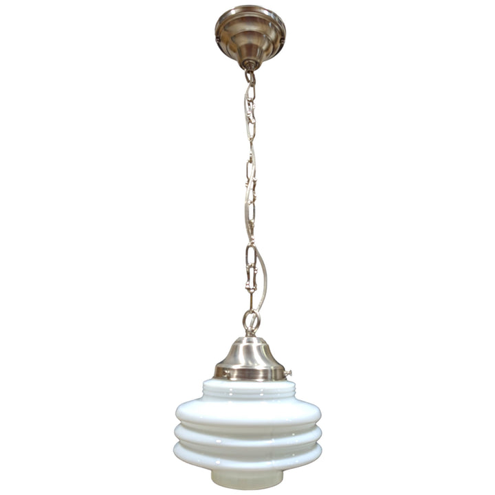 ##Antique Hardware## Art Deco Milk Glass Fancy Chain Light (Several Finishes Available)