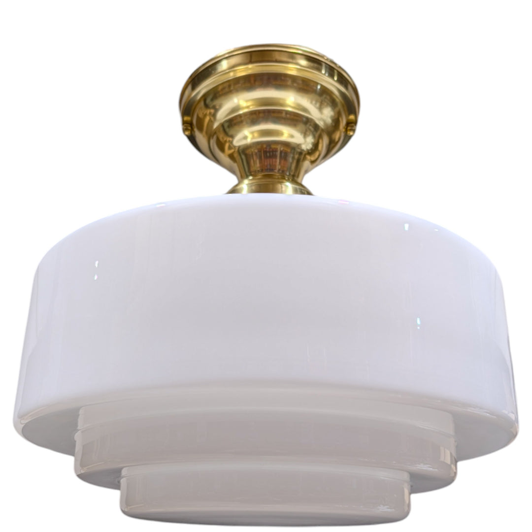 ##Antique Hardware## Mid Century Modern Glass Semi-Flush Fancy Light (Several Finishes Available)