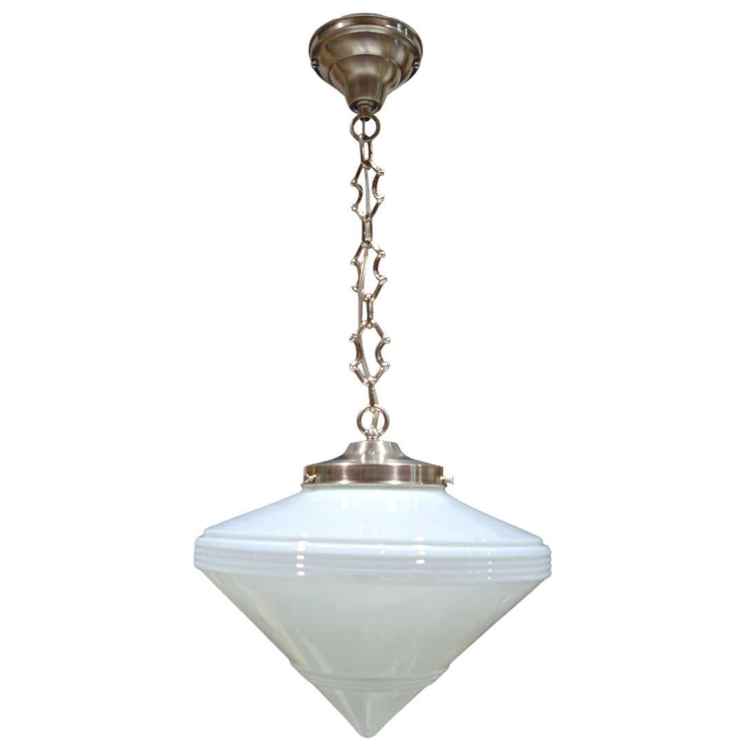 ##Antique Hardware## Large Art Deco Glass Standard Chain Light (Several Finishes Available)
