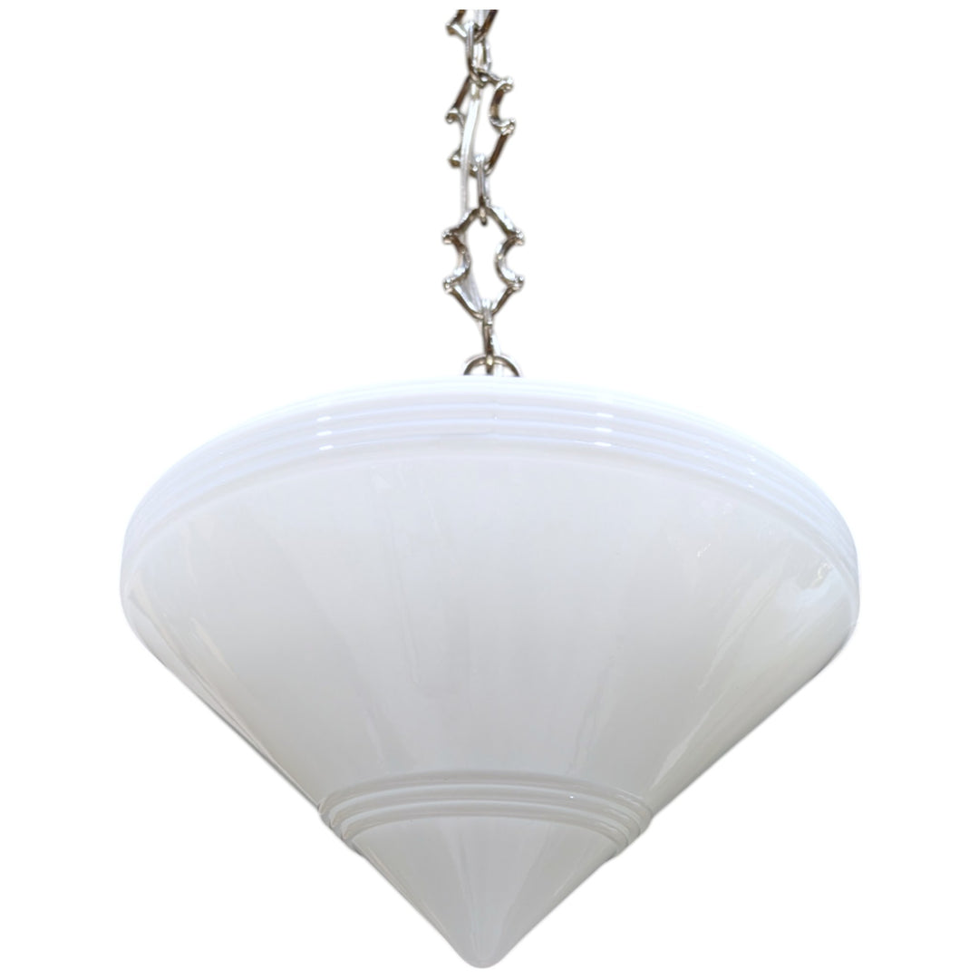 ##Antique Hardware## Large Art Deco Glass Standard Chain Light (Several Finishes Available)