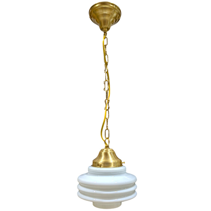 ##Antique Hardware## Art Deco Milk Glass Fancy Chain Light (Several Finishes Available)