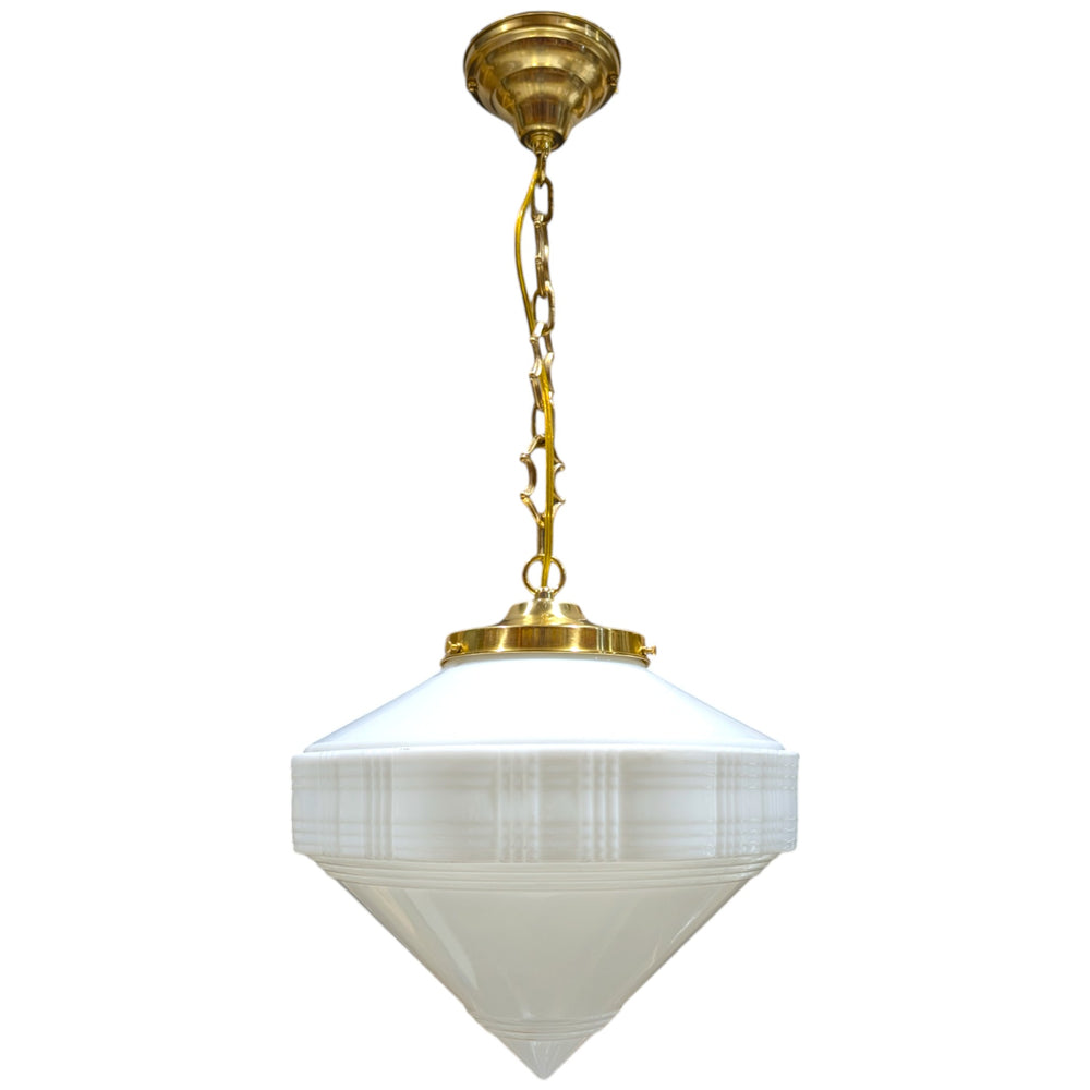 ##Antique Hardware## Large Art Deco Glass Standard Chain Light (Several Finishes Available)