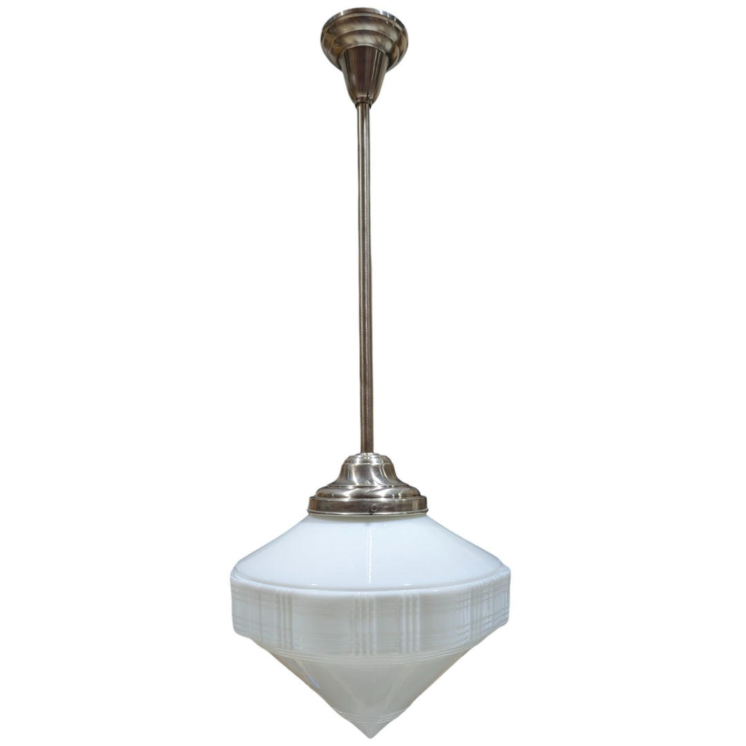 ##Antique Hardware## Mid-Century Diamond Glass Rod Pendant Light (Several Finishes Available)