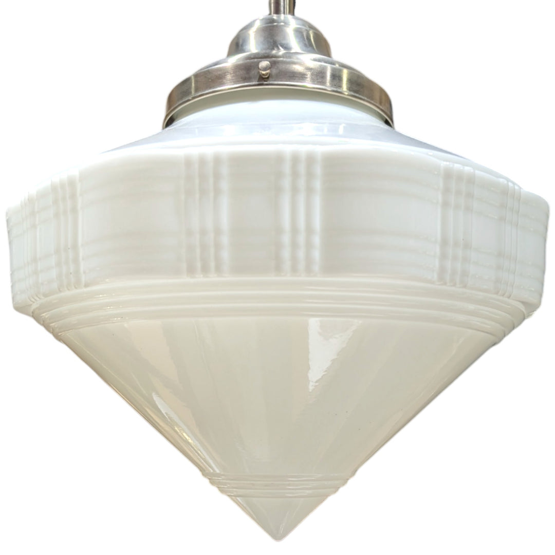 ##Antique Hardware## Mid-Century Diamond Glass Rod Pendant Light (Several Finishes Available)
