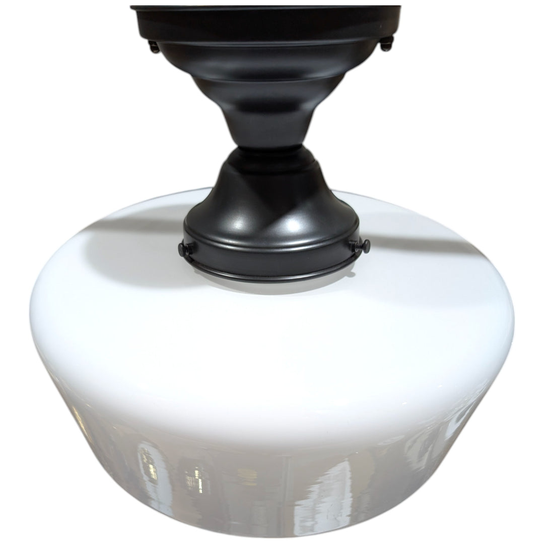 ##Antique Hardware## Traditional Schoolhouse Milk Glass Semi-Flush Fancy Light (Several Finishes Available)