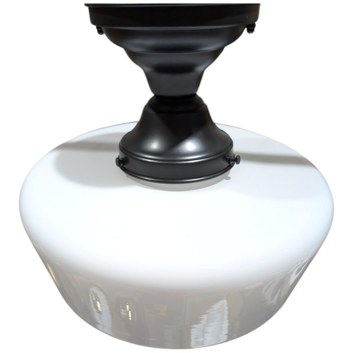 ##Antique Hardware## Traditional Schoolhouse Milk Glass Semi-Flush Fancy Light (Several Finishes Available)