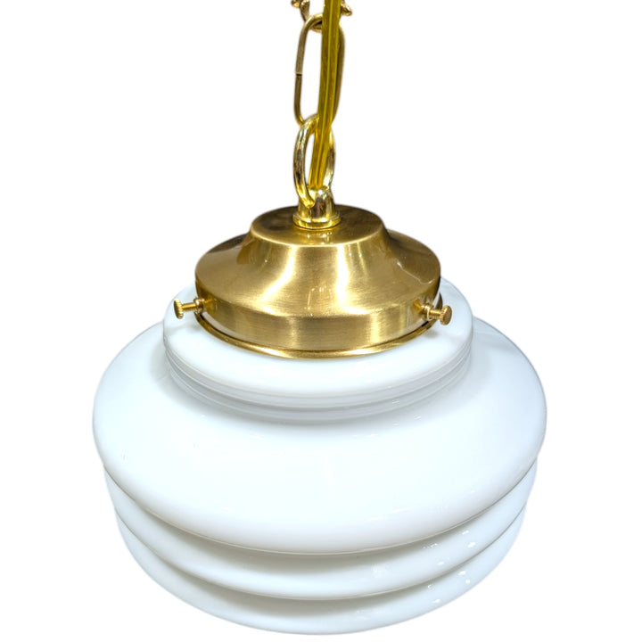 ##Antique Hardware## Art Deco Milk Glass Standard Chain Light (Several Finishes Available)