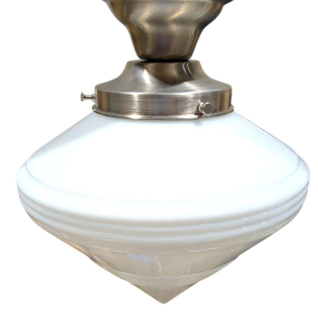 ##Antique Hardware## Small Art Deco Glass Semi-Flush Standard Light (Several Finishes Available)