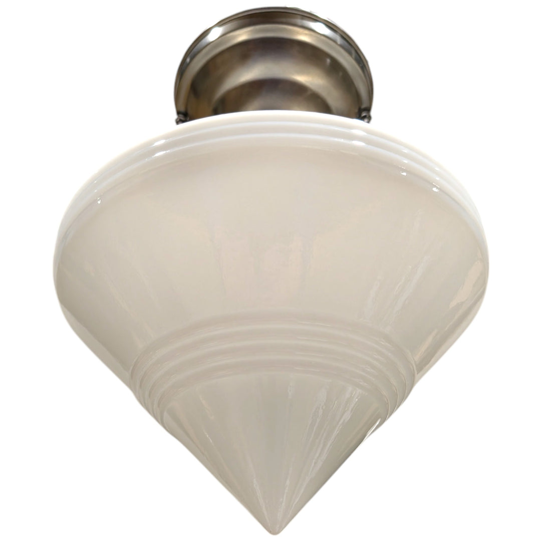 ##Antique Hardware## Small Art Deco Glass Semi-Flush Standard Light (Several Finishes Available)