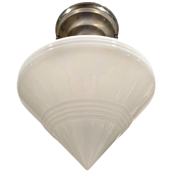 ##Antique Hardware## Small Art Deco Glass Semi-Flush Standard Light (Several Finishes Available)