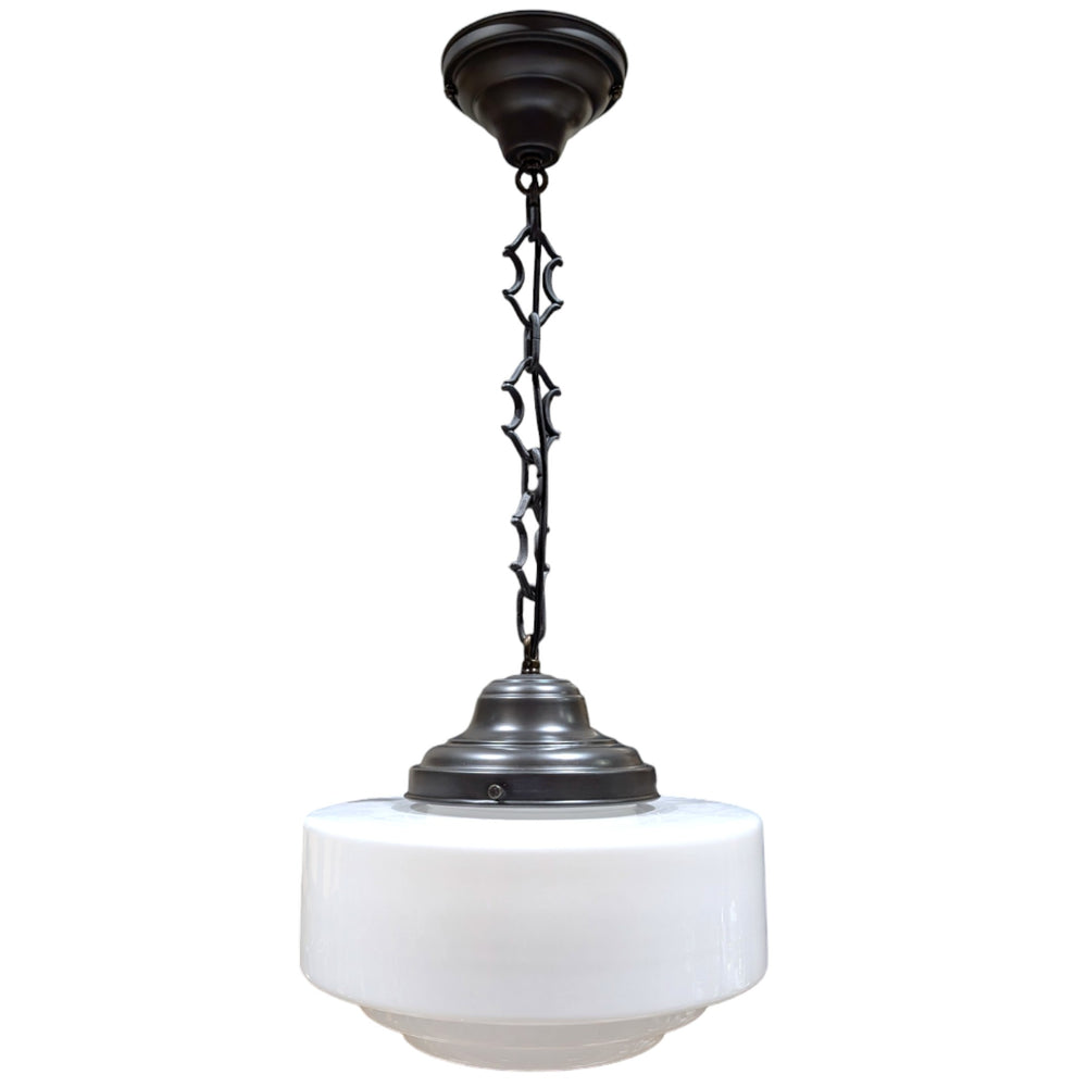 ##Antique Hardware## Stepped Mid Century Modern Glass Fancy Chain Light (Several Finishes Available)