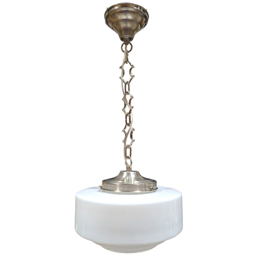##Antique Hardware## Stepped Mid Century Modern Glass Standard Chain Light (Several Finishes Available)