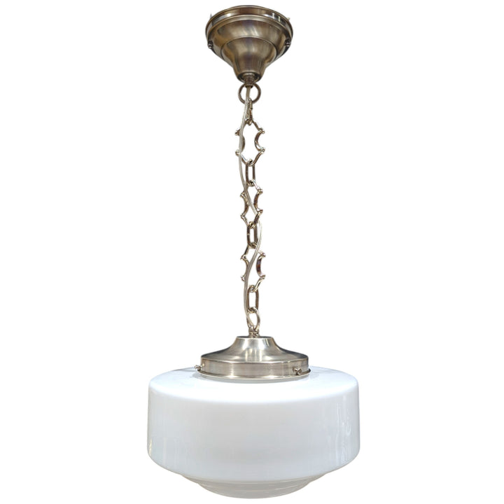 ##Antique Hardware## Stepped Mid Century Modern Glass Standard Chain Light (Several Finishes Available)