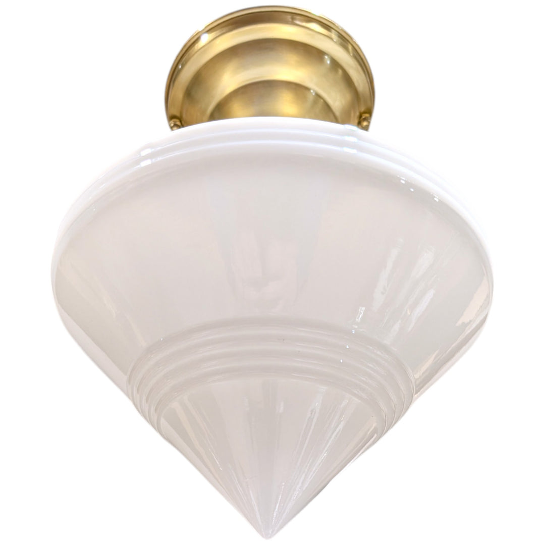 ##Antique Hardware## Small Art Deco Glass Semi-Flush Standard Light (Several Finishes Available)