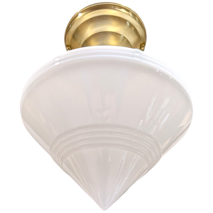 ##Antique Hardware## Small Art Deco Glass Semi-Flush Standard Light (Several Finishes Available)