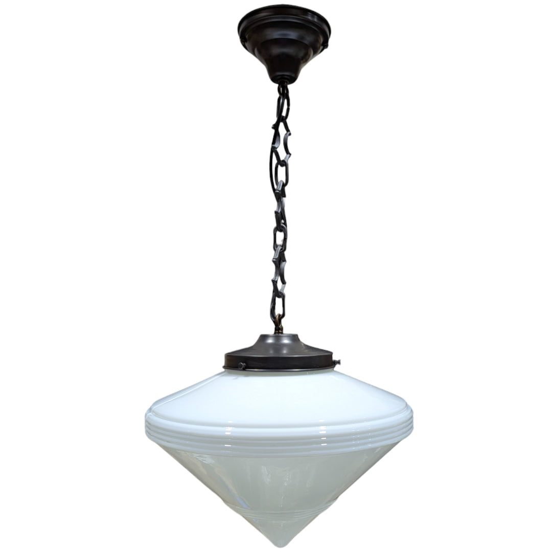 ##Antique Hardware## Large Art Deco Glass Standard Chain Light (Several Finishes Available)