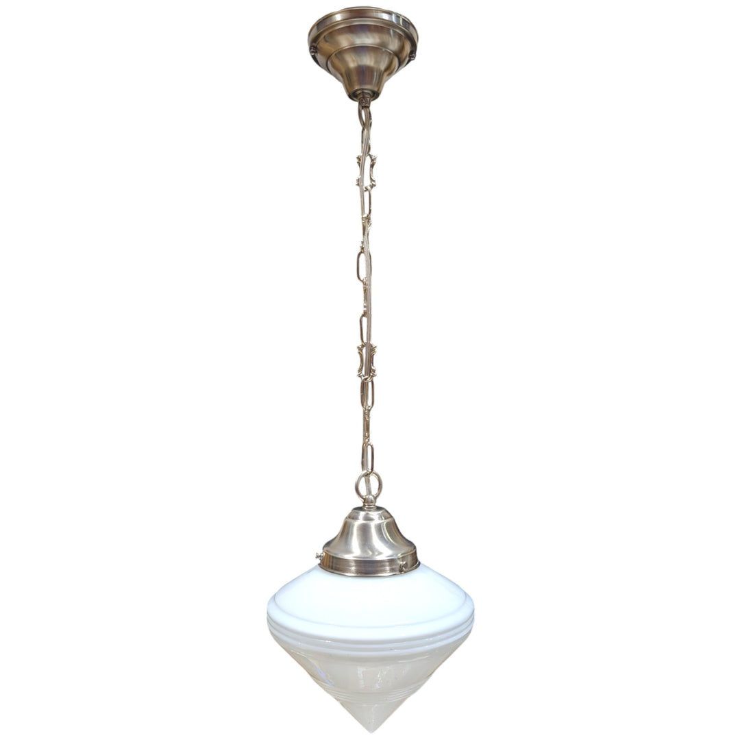 ##Antique Hardware## Small Art Deco Glass Fancy Chain Light (Several Finishes Available)