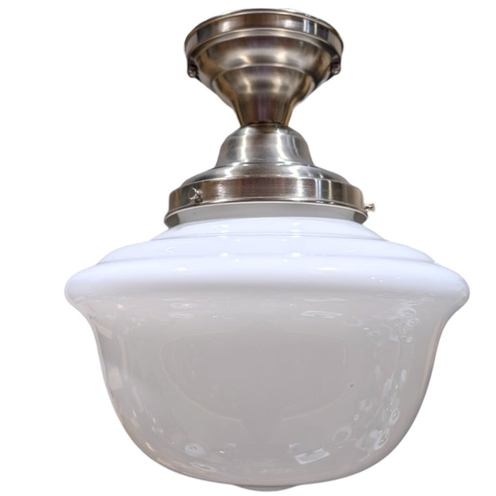 ##Antique Hardware## Classic Schoolhouse Glass Semi-Flush Fancy Light (Several Finishes Available)