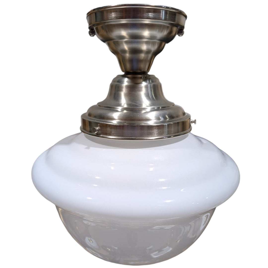 ##Antique Hardware## Classic Schoolhouse Glass Semi-Flush Fancy Light (Several Finishes Available)