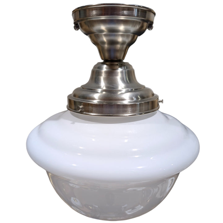 ##Antique Hardware## Classic Schoolhouse Glass Semi-Flush Fancy Light (Several Finishes Available)