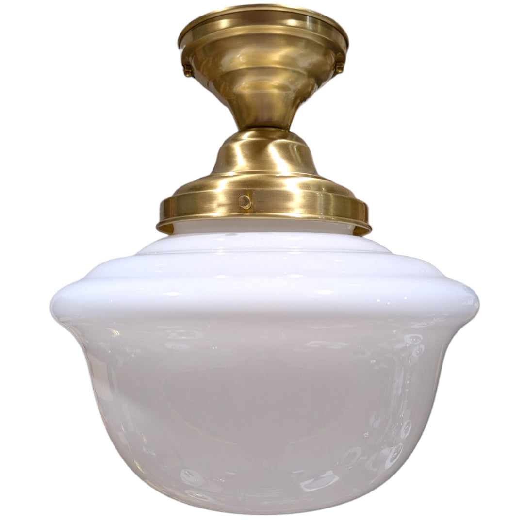 ##Antique Hardware## Classic Schoolhouse Glass Semi-Flush Fancy Light (Several Finishes Available)