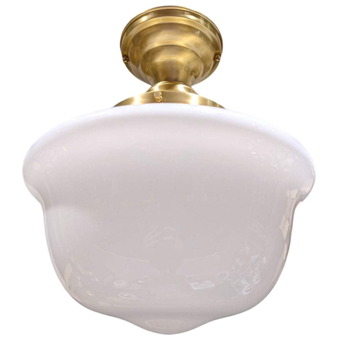 ##Antique Hardware## Classic Schoolhouse Glass Semi-Flush Fancy Light (Several Finishes Available)