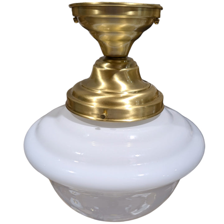 ##Antique Hardware## Classic Schoolhouse Glass Semi-Flush Fancy Light (Several Finishes Available)