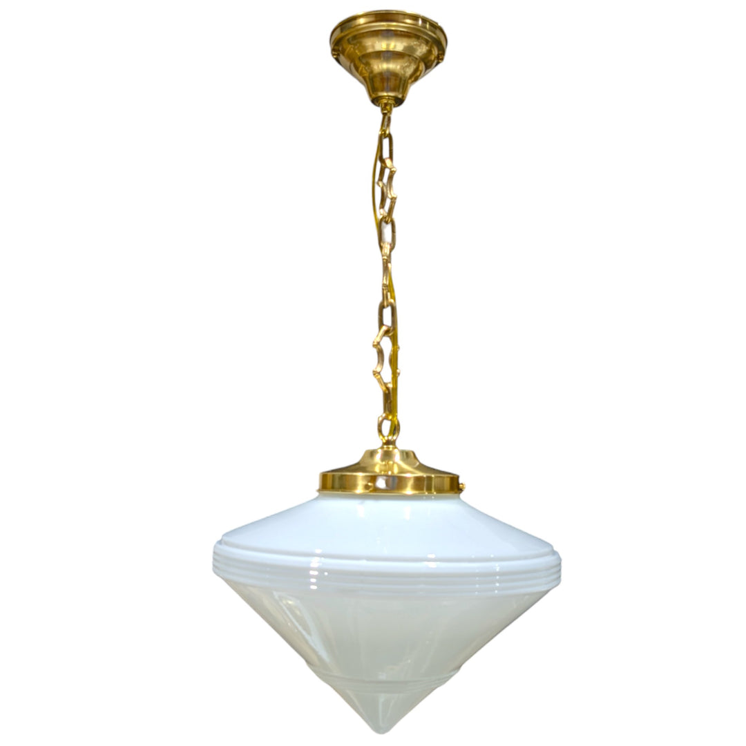 ##Antique Hardware## Large Art Deco Glass Standard Chain Light (Several Finishes Available)