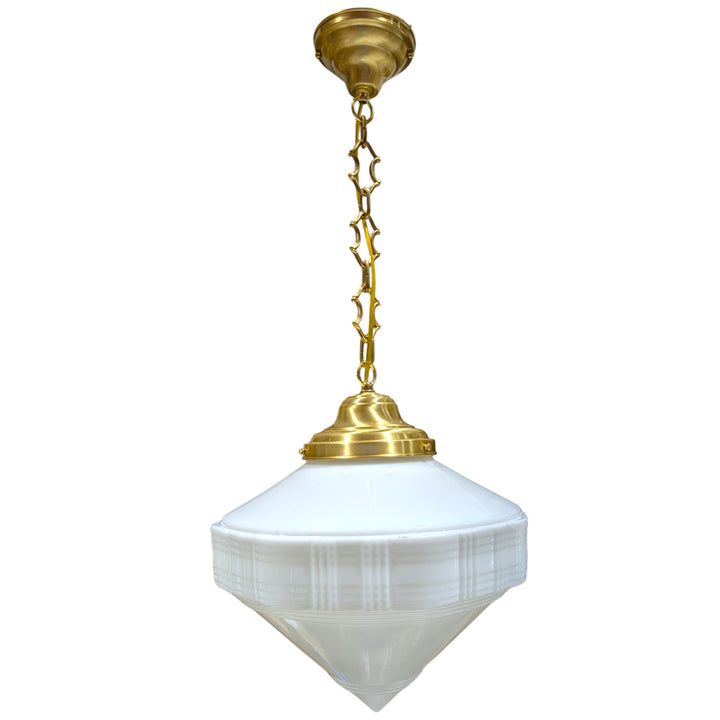 ##Antique Hardware## Mid-Century Diamond Glass Fancy Chain Light (Several Finishes Available)