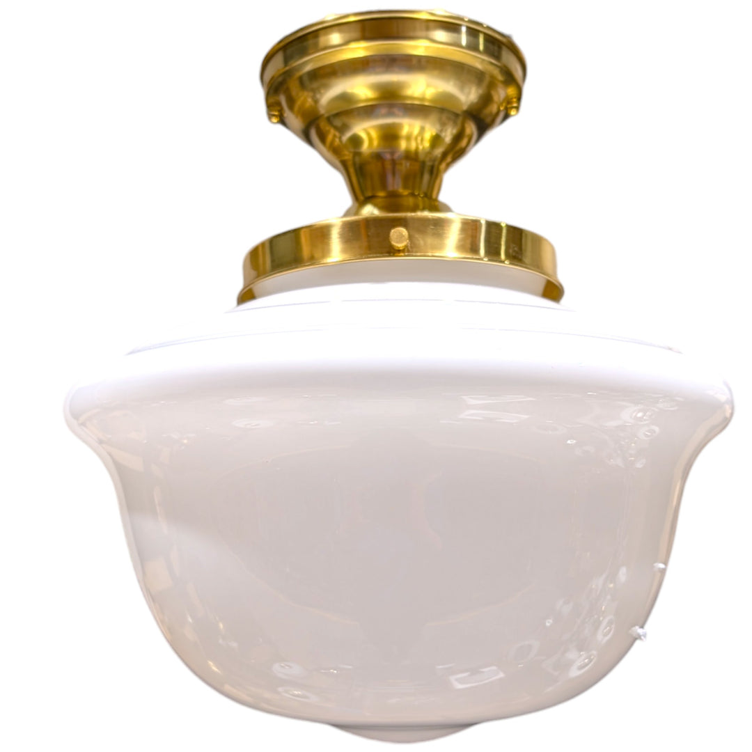 ##Antique Hardware## Classic Schoolhouse Glass Semi-Flush Standard Light (Several Finishes Available)