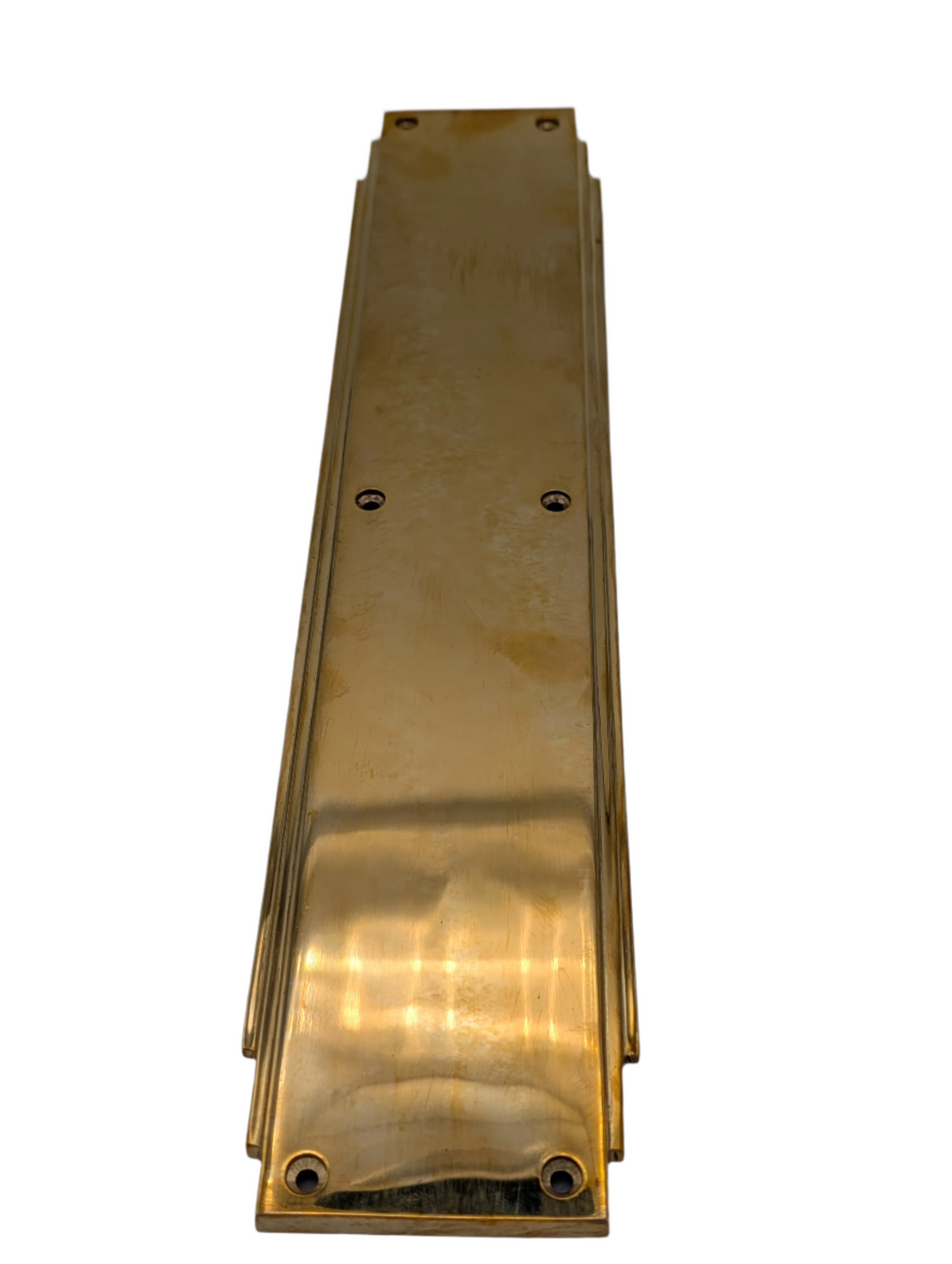 ##Antique Hardware## Open Box Sale Item 14 Inch Solid Brass Art Deco Skyscraper Push Plate (Polished Brass Finish)