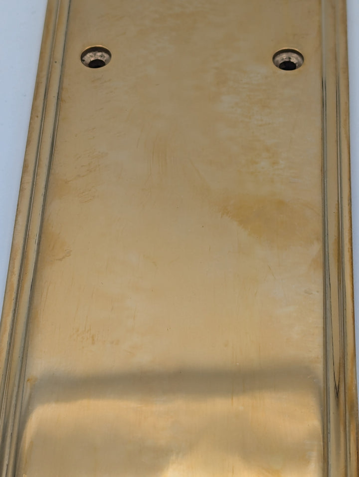 ##Antique Hardware## Open Box Sale Item 14 Inch Solid Brass Art Deco Skyscraper Push Plate (Polished Brass Finish)