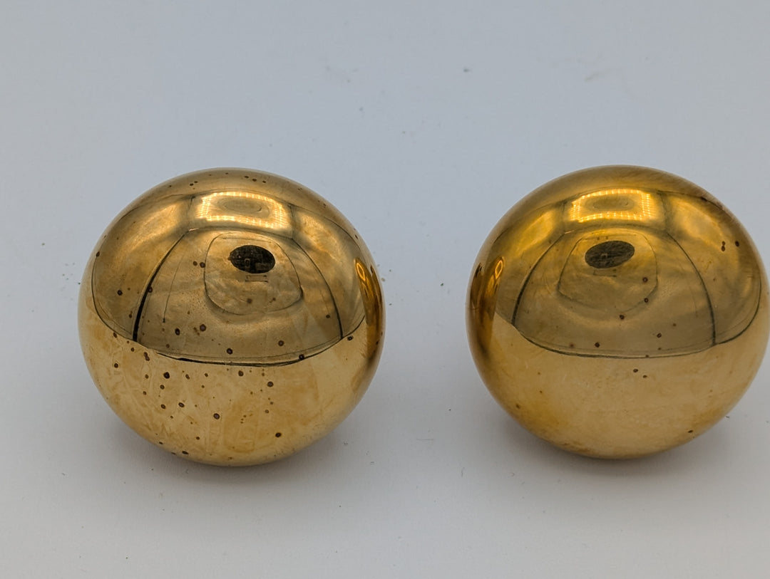 ##Antique Hardware## Open Box Sale Item Round Solid Brass Spare Door Knob Set (Polished Brass Finish)